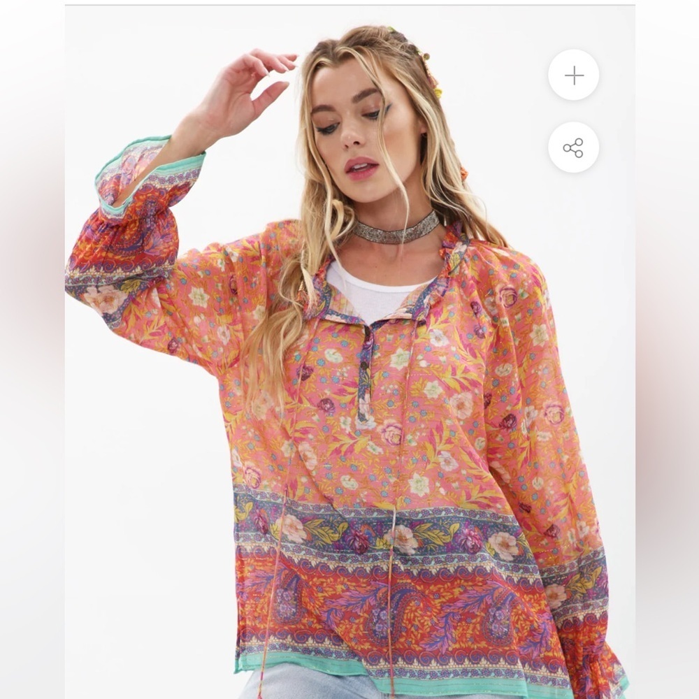 Aratta Silent Journey Watercolor Dreams Blouse 3X